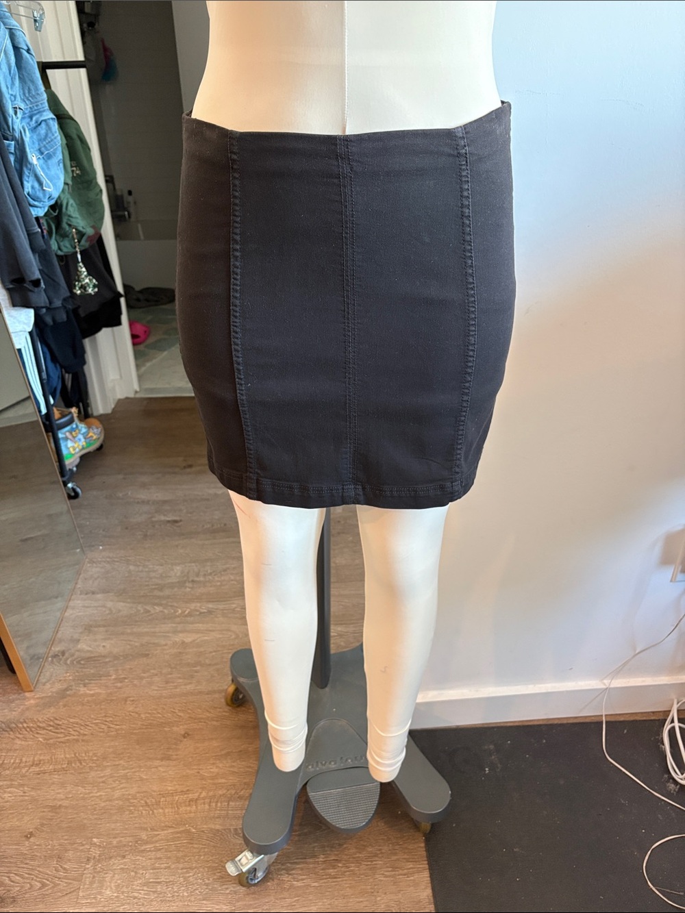 Free People Black Stretch Panel Mini Skirt